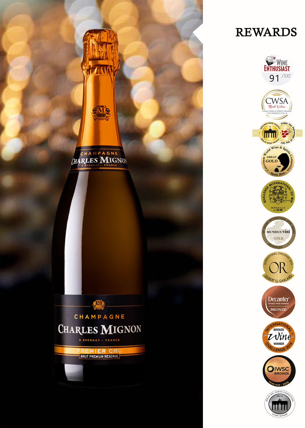 Champagne Charles Mignon - Premier Cru / Brut / Grande Réserve 0,75l - Perigord-Import
