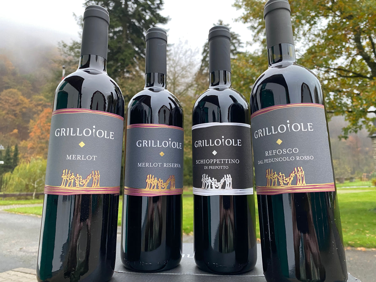 12-er Angebot vier verschiedene Rotweine von Grillo - Perigord-Import
